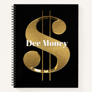 Personalised Gold Dollar Sign Notebook