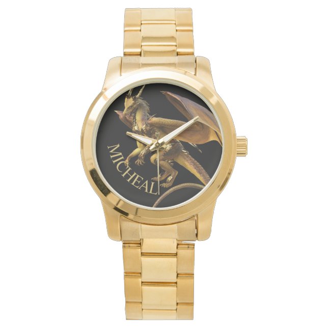 Personalised Gold Dragon Fantasy  Watch (Front)