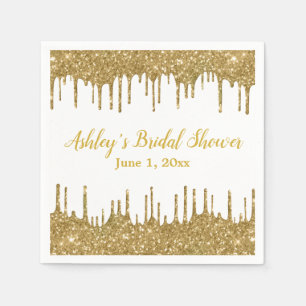 Personalised Gold Drip Bridal Shower Custom Party Napkin