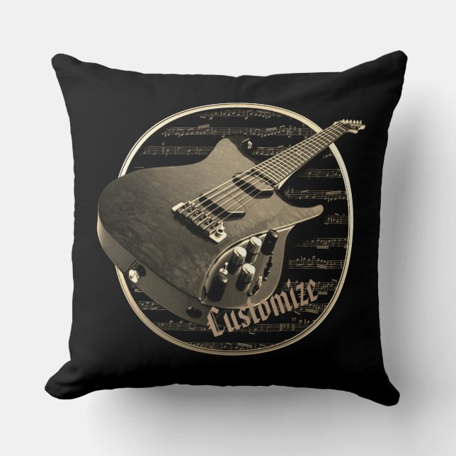 Personalised Gold Electric Guitar Cushion (Front)