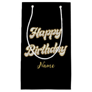 Personalised Gold Elegant Happy Birthday Gift Bag