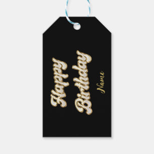 Personalised Gold Elegant Happy Birthday Gift Bag Gift Tags
