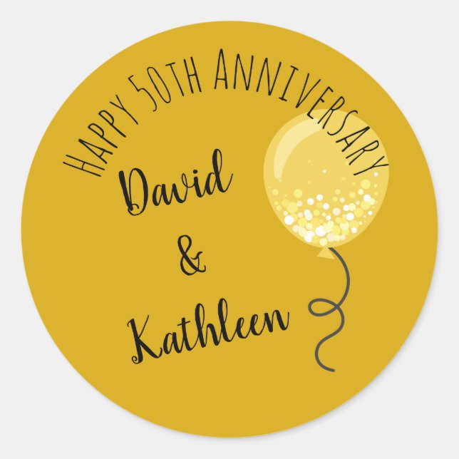 Personalised Gold Envelope Seals 50th Anniversary (Front)