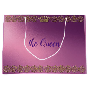 Personalised gold faux glitter crown large gift bag