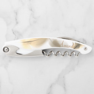 Personalised Gold Feathers Corkscrew