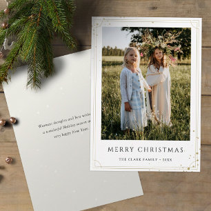 Personalised Gold Flame Merry Christmas Photo Card