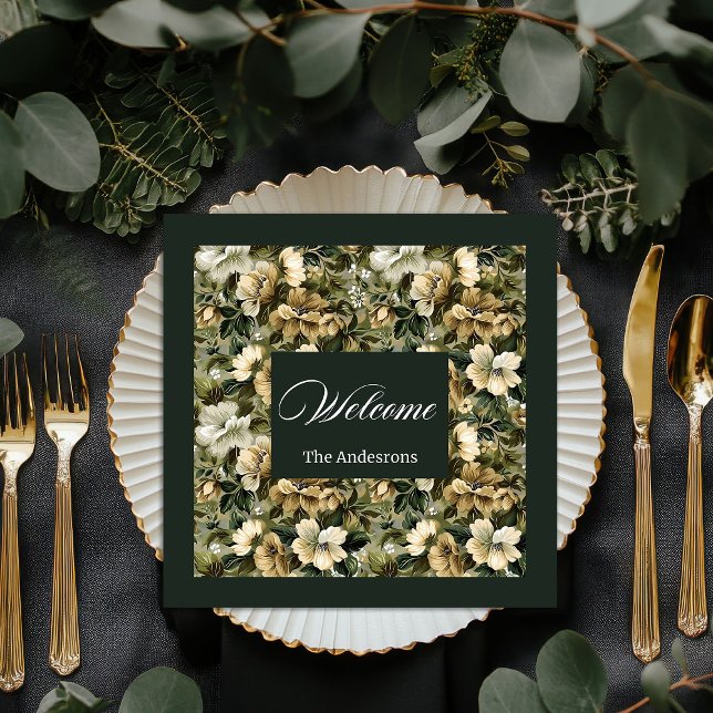 Personalised Gold Floral Napkins Shabby Chic Set (Personalized Gold Floral Napkins Shabby Chic Set)