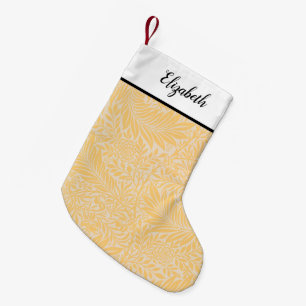 Personalised Gold Floral Pattern Small Christmas Stocking