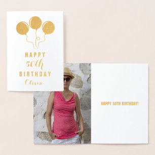 Personalised Gold Foil 50th Birthday Greeting Card