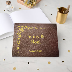 Personalised Gold Foil And Faux Leather Guest Book