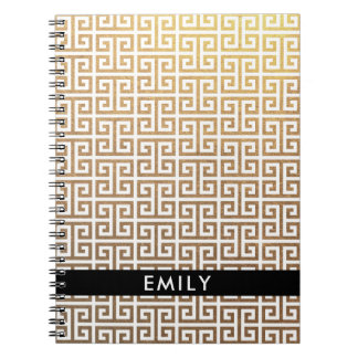 Personalised Gold Foil and White Greek Key Notebook