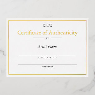 Personalised Gold Foil Certificate of Authenticity