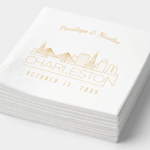 Personalised Gold Foil Charleston Wedding Napkins