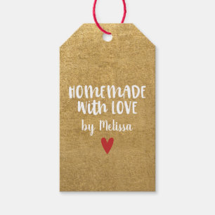 Personalised Gold Foil Homemade With Love Heart Gift Tags