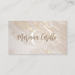 Personalised Gold Foil Marble Monogram Script Business Card