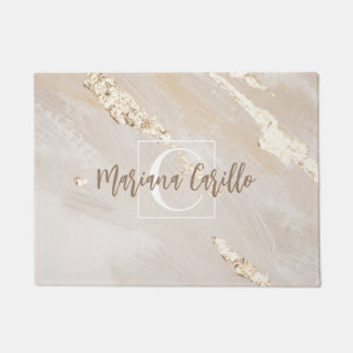 Personalised Gold Foil Marble Monogram Script Doormat