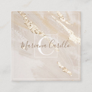 Personalised Gold Foil Marble Monogram Square Business Card