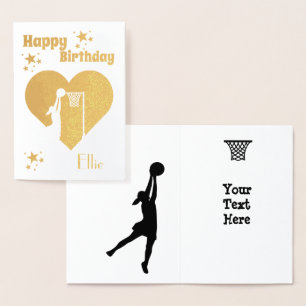 Personalised Gold foil Netball Birthday Card