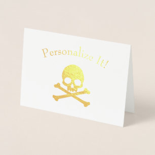 Personalised Gold Foil Skull And Crossbones Foil Card