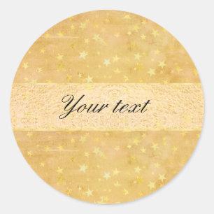 Personalised Gold Foil Stars Watercolor Classic Round Sticker