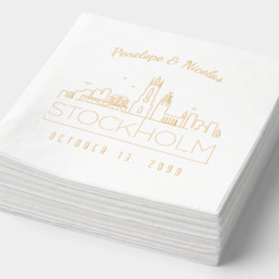 Personalised Gold Foil Stockholm Wedding Napkins