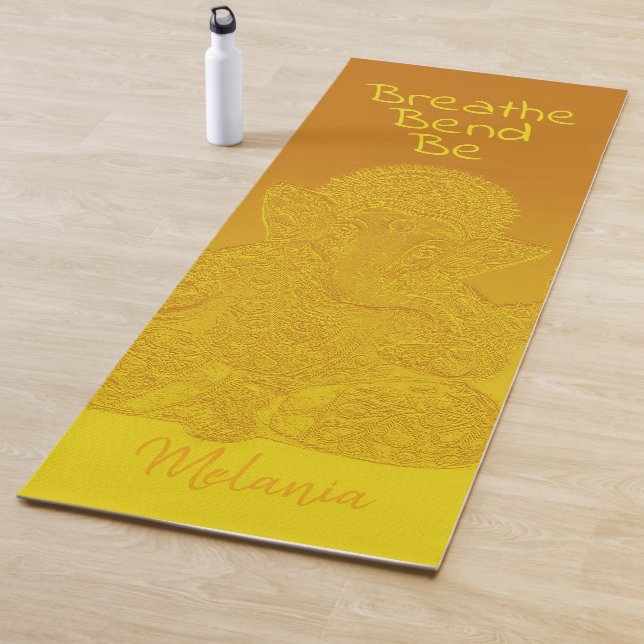 Personalised Gold Ganesh Elephant Bend Breathe Be Yoga Mat (In Situ)