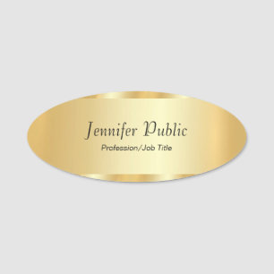 Personalised Gold Glamour Elegant Script Template Name Tag