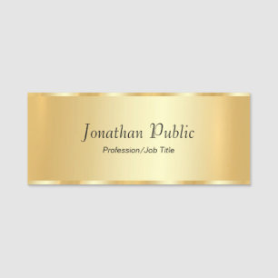 Personalised Gold Glamourous Elegant Script Trendy Name Tag