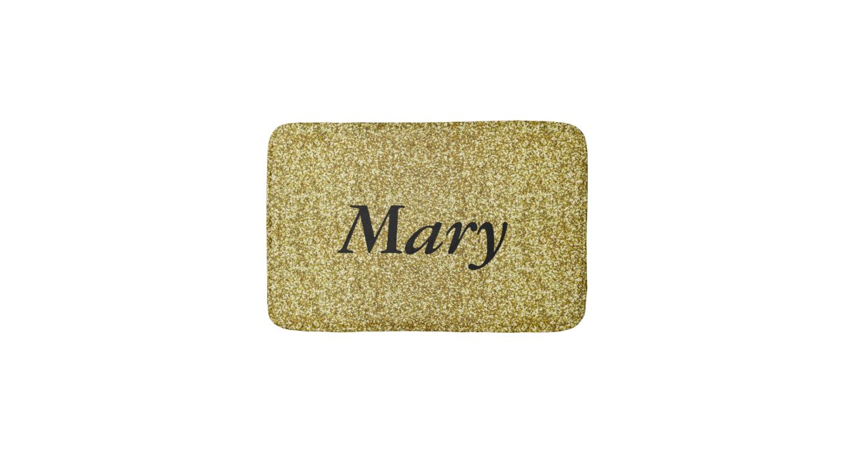 Personalised Gold Glitter Bath Mat Zazzle