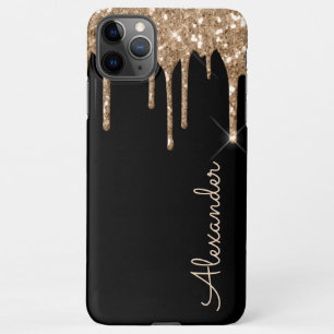 Personalised Gold Glitter Black Handwritten BUDGET iPhone 11Pro Max Case