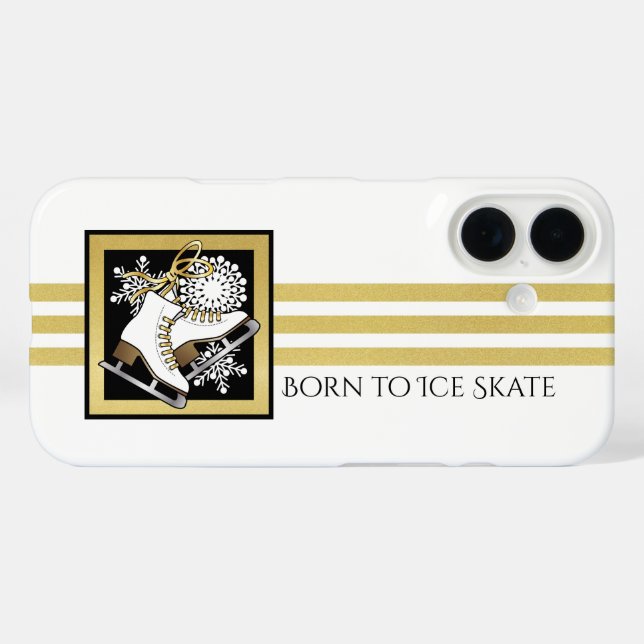 Personalised Gold Glitter Black White Ice Skating Case-Mate iPhone Case (Back (Horizontal))