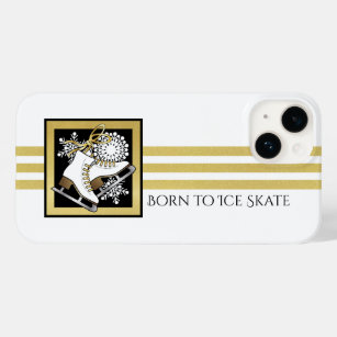 Personalised Gold Glitter Black White Ice Skating Case-Mate iPhone 14 Case