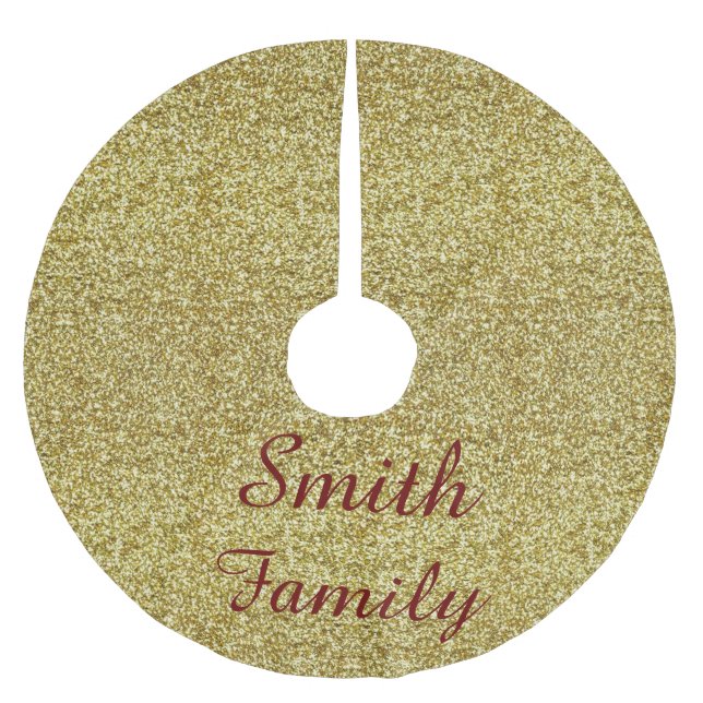 Personalised Gold Glitter Christmas Tree Skirt (Front)