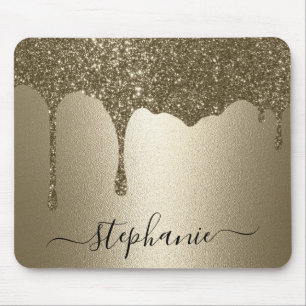 Personalised Gold Glitter Drip Mouse Mat