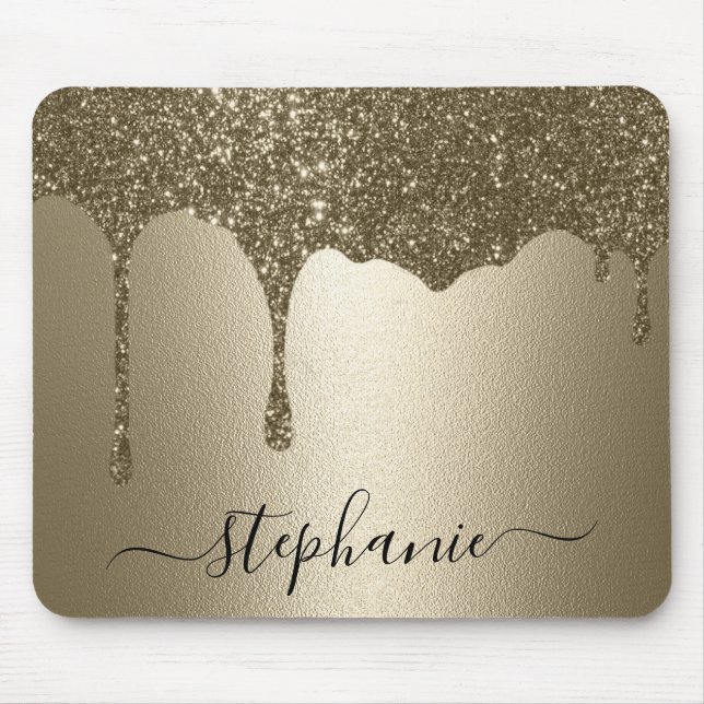 Personalised Gold Glitter Drip  Mouse Mat (Front)