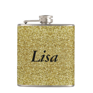 Personalised Gold Glitter Flask