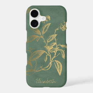 Personalised gold glitter floral vintage female