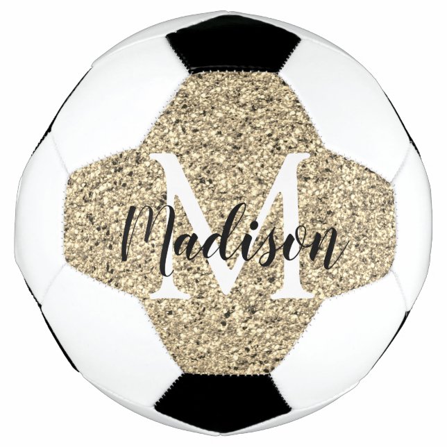 Personalised Gold Glitter Monogram Chic Football (Front)
