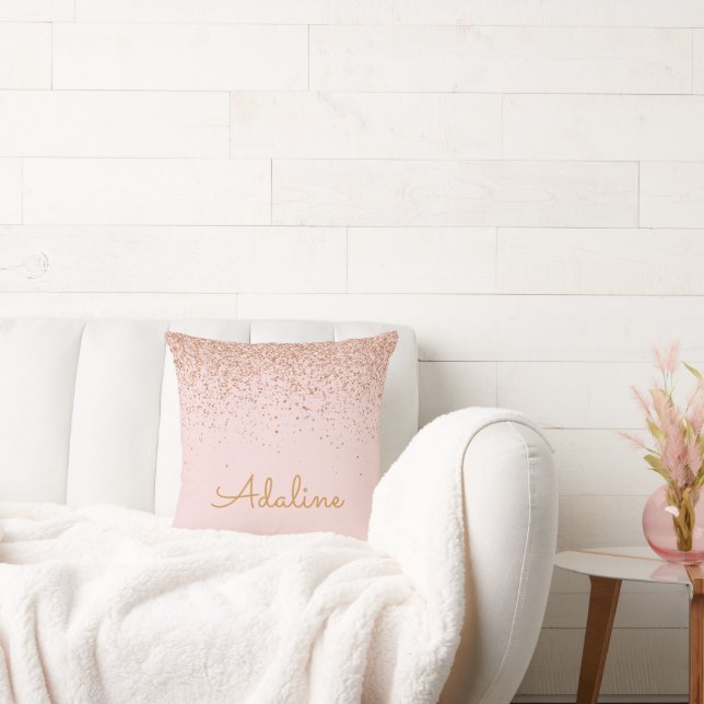 Personalised Gold Glitter Monogram Name Cushion (Couch)