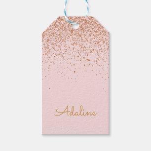 Personalised Gold Glitter Monogram Name Gift Tags