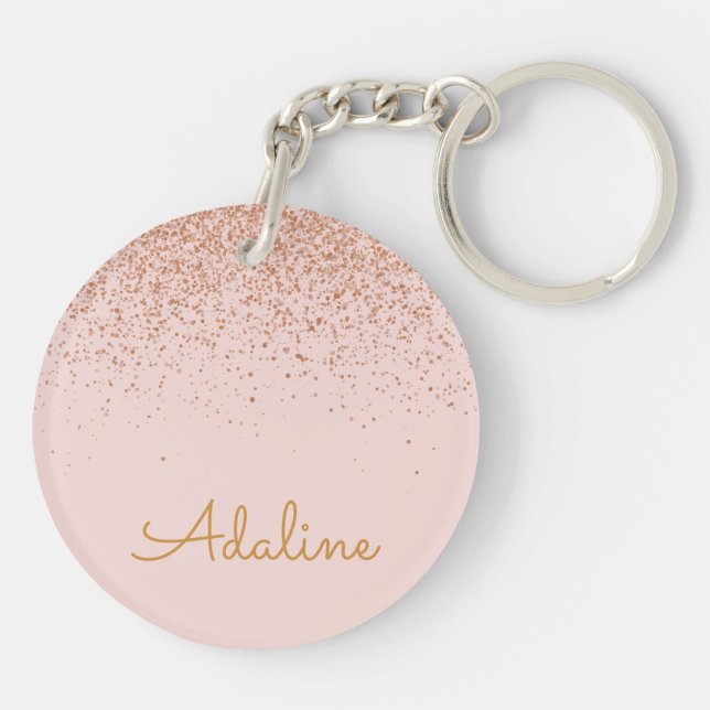 Personalised Gold Glitter Monogram Name Key Ring (Back)