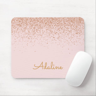 Personalised Gold Glitter Monogram Name Mouse Mat