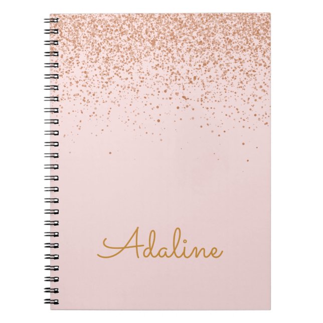 Personalised Gold Glitter Monogram Name Notebook (Front)