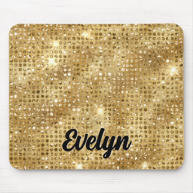Personalised Gold Glitter Mouse Mat (Front)