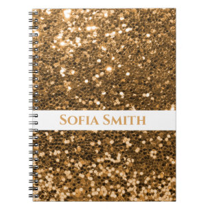 Personalised Gold Glitter  Notebook