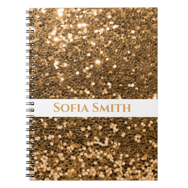 Personalised Gold Glitter  Notebook (Front)