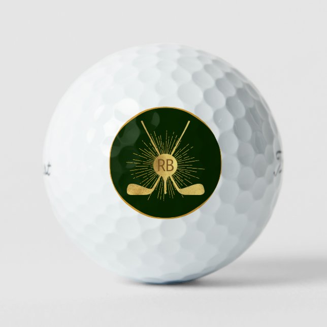 Personalised Gold Golf Clubs Golf Balls (Front)