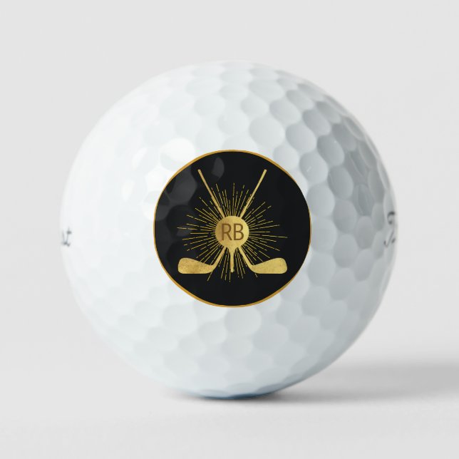 Personalised Gold Golf Clubs Golf Balls (Front)