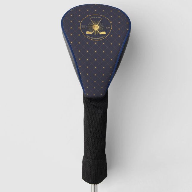 Personalised Gold Golf Clubs Head Cover (Front)