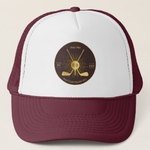 Personalised Gold Golf Clubs Trucker Hat
